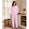 image:imageSWOMOG Womens Cotton Pajama Sets Long Sleeve Button Down Striped Sleep SetPink Stripe