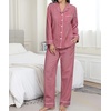image:imageSWOMOG Womens Cotton Pajama Sets Long Sleeve Button Down Striped Sleep SetRed Gingham