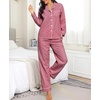 image:imageSWOMOG Womens Cotton Pajama Sets Long Sleeve Button Down Striped Sleep SetRed Gingham