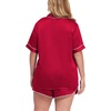 image:imageSWOMOG Womens Plus Size Satin Pajama Set Short Sleeve 2 piece Pj Sets Sleepwear Silk Button Down Loungewear Pjs Shorts SetRed