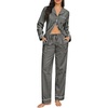 image:imageSWOMOG Womens Cotton Pajama Sets Long Sleeve Button Down Striped Sleep SetBlack Gingham