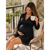 image:imageSWOMOG Womens Maternity Nursing Robe Pregnancy Breastfeeding Bathrobes 3 in 1 Labor Delivery NightgownBlack