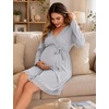 image:imageSWOMOG Womens Maternity Nursing Robe Pregnancy Breastfeeding Bathrobes 3 in 1 Labor Delivery NightgownGray