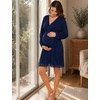 image:imageSWOMOG Womens Maternity Nursing Robe Pregnancy Breastfeeding Bathrobes 3 in 1 Labor Delivery NightgownNavy Blue