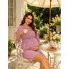 image:imageSWOMOG Womens Maternity Nursing Robe Pregnancy Breastfeeding Bathrobes 3 in 1 Labor Delivery NightgownTaro Purple