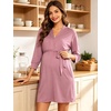 image:imageSWOMOG Womens Maternity Nursing Robe Pregnancy Breastfeeding Bathrobes 3 in 1 Labor Delivery NightgownTaro Purple