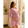 image:imageSWOMOG Womens Maternity Nursing Robe Pregnancy Breastfeeding Bathrobes 3 in 1 Labor Delivery NightgownTaro Purple