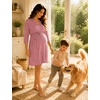 image:imageSWOMOG Womens Maternity Nursing Robe Pregnancy Breastfeeding Bathrobes 3 in 1 Labor Delivery NightgownTaro Purple
