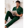 image:imageSWOMOG 100 Cotton Mens Pajama Set Short Sleeve Button Down Sleepwear Loungewear Pjs Set with PocketsGreen