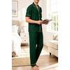 image:imageSWOMOG 100 Cotton Mens Pajama Set Short Sleeve Button Down Sleepwear Loungewear Pjs Set with PocketsGreen