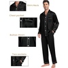 image:imageSWOMOG Couples Satin Pajamas Set 2PCS Pjs Sets Long Sleeve amp Pants Sleepwear Button Down Loungewear with PocketZ  Double Piping  Black