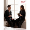 image:imageSWOMOG Couples Satin Pajamas Set 2PCS Pjs Sets Long Sleeve amp Pants Sleepwear Button Down Loungewear with PocketZ  Double Piping  Black