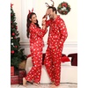 image:imageSWOMOG Couples Satin Pajamas Set 2PCS Pjs Sets Long Sleeve amp Pants Sleepwear Button Down Loungewear with PocketZ  Double Piping  Christmas Red