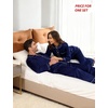 image:imageSWOMOG Couples Satin Pajamas Set 2PCS Pjs Sets Long Sleeve amp Pants Sleepwear Button Down Loungewear with PocketZ  Double Piping  Deep Navy Blue