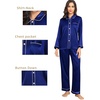 image:imageSWOMOG Couples Satin Pajamas Set 2PCS Pjs Sets Long Sleeve amp Pants Sleepwear Button Down Loungewear with PocketZ  Double Piping  Deep Navy Blue