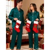 image:imageSWOMOG Couples Satin Pajamas Set 2PCS Pjs Sets Long Sleeve amp Pants Sleepwear Button Down Loungewear with PocketZ  Double Piping  Green