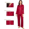 image:imageSWOMOG Couples Satin Pajamas Set 2PCS Pjs Sets Long Sleeve amp Pants Sleepwear Button Down Loungewear with PocketZ  Double Piping  Scarlet Red