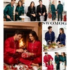 image:imageSWOMOG Couples Satin Pajamas Set 2PCS Pjs Sets Long Sleeve amp Pants Sleepwear Button Down Loungewear with PocketZ  Double Piping  Scarlet Red