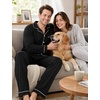 image:imageSWOMOG Mens 100 Cotton Pajama Sets Soft Long Sleeve Sleepwear Pjs SetsBlack