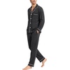 image:imageSWOMOG Mens 100 Cotton Pajama Sets Soft Long Sleeve Sleepwear Pjs SetsDark Grey