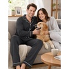 image:imageSWOMOG Mens 100 Cotton Pajama Sets Soft Long Sleeve Sleepwear Pjs SetsDark Grey