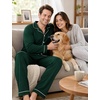 image:imageSWOMOG Mens 100 Cotton Pajama Sets Soft Long Sleeve Sleepwear Pjs SetsGreen