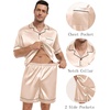 image:imageSWOMOG Mens Silk Satin Pajamas Sets 2 Piece Short Sleeve Loungewear Classic Lapel Soft Sleepwear with PocketsChampagne