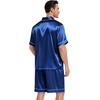image:imageSWOMOG Mens Silk Satin Pajamas Sets 2 Piece Short Sleeve Loungewear Classic Lapel Soft Sleepwear with PocketsNavy Blue