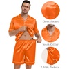 image:imageSWOMOG Mens Silk Satin Pajamas Sets 2 Piece Short Sleeve Loungewear Classic Lapel Soft Sleepwear with PocketsOrange