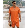 image:imageSWOMOG Mens Silk Satin Pajamas Sets 2 Piece Short Sleeve Loungewear Classic Lapel Soft Sleepwear with PocketsOrange