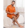image:imageSWOMOG Mens Silk Satin Pajamas Sets 2 Piece Short Sleeve Loungewear Classic Lapel Soft Sleepwear with PocketsOrange