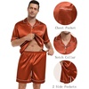 image:imageSWOMOG Mens Silk Satin Pajamas Sets 2 Piece Short Sleeve Loungewear Classic Lapel Soft Sleepwear with PocketsRust Brown