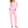 image:imageSWOMOG Womens Pajamas Set Long Sleeve Sleepwear with Long Pants Soft Modal Loungewear Pj SetPink