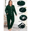 image:imageSWOMOG Womens Plus Size Pajamas Set Long Sleeve Sleepwear Button Down Tops Soft Pajama Pants 2 Pcs Lounge Sets with PocketGreen