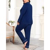 image:imageSWOMOG Womens Plus Size Pajamas Set Long Sleeve Sleepwear Button Down Tops Soft Pajama Pants 2 Pcs Lounge Sets with PocketNavy Blue