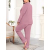 image:imageSWOMOG Womens Plus Size Pajamas Set Long Sleeve Sleepwear Button Down Tops Soft Pajama Pants 2 Pcs Lounge Sets with PocketTaro Purple