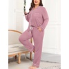 image:imageSWOMOG Womens Plus Size Pajamas Set Long Sleeve Sleepwear Button Down Tops Soft Pajama Pants 2 Pcs Lounge Sets with PocketTaro Purple