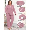 image:imageSWOMOG Womens Plus Size Pajamas Set Long Sleeve Sleepwear Button Down Tops Soft Pajama Pants 2 Pcs Lounge Sets with PocketTaro Purple