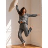 image:imageSWOMOG Womens 100 Cotton Ruffle Pajama SetBlack White Plaid