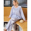 image:imageSWOMOG Womens 100 Cotton Ruffle Pajama SetBlue Striped