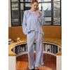 image:imageSWOMOG Womens 100 Cotton Ruffle Pajama SetBlue Striped