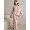 image:imageSWOMOG Womens 100 Cotton Ruffle Pajama SetBrown Plaid