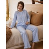 image:imageSWOMOG Womens 100 Cotton Ruffle Pajama SetLight Blue Plaid