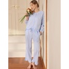 image:imageSWOMOG Womens 100 Cotton Ruffle Pajama SetLight Blue Plaid