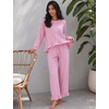 image:imageSWOMOG Womens 100 Cotton Ruffle Pajama SetPink Plaid