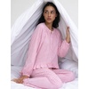 image:imageSWOMOG Womens 100 Cotton Ruffle Pajama SetPink Striped