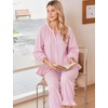 image:imageSWOMOG Womens 100 Cotton Ruffle Pajama SetPink Striped