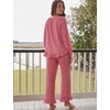 image:imageSWOMOG Womens 100 Cotton Ruffle Pajama SetRed White Plaid