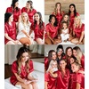 image:imageSWOMOG Womens Silk Satin Pajamas Set Short Sleeve Sleepwear Button Down Top and Shorts Loungewear 2 Piece Pjs Set XS3XLRedd
