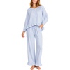 image:imageSWOMOG Womens 100 Cotton Ruffle Pajama SetBlue Striped